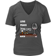 Load image into Gallery viewer, Love, Peace, Cats - Women's V-Neck T-Shirt