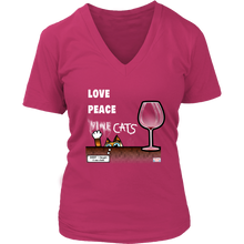 Load image into Gallery viewer, Love, Peace, Cats - Women's V-Neck T-Shirt