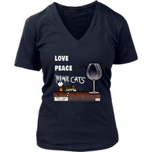 Load image into Gallery viewer, Love, Peace, Cats - Women's V-Neck T-Shirt