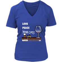 Load image into Gallery viewer, Love, Peace, Cats - Women's V-Neck T-Shirt