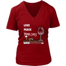 Load image into Gallery viewer, Love, Peace, Cats - Women's V-Neck T-Shirt